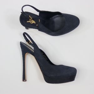 YVES SAINT LAURENT YSL Blue suede Tribute slingback heels-Sz.8.5 - NEW